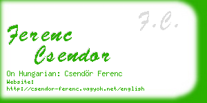 ferenc csendor business card
